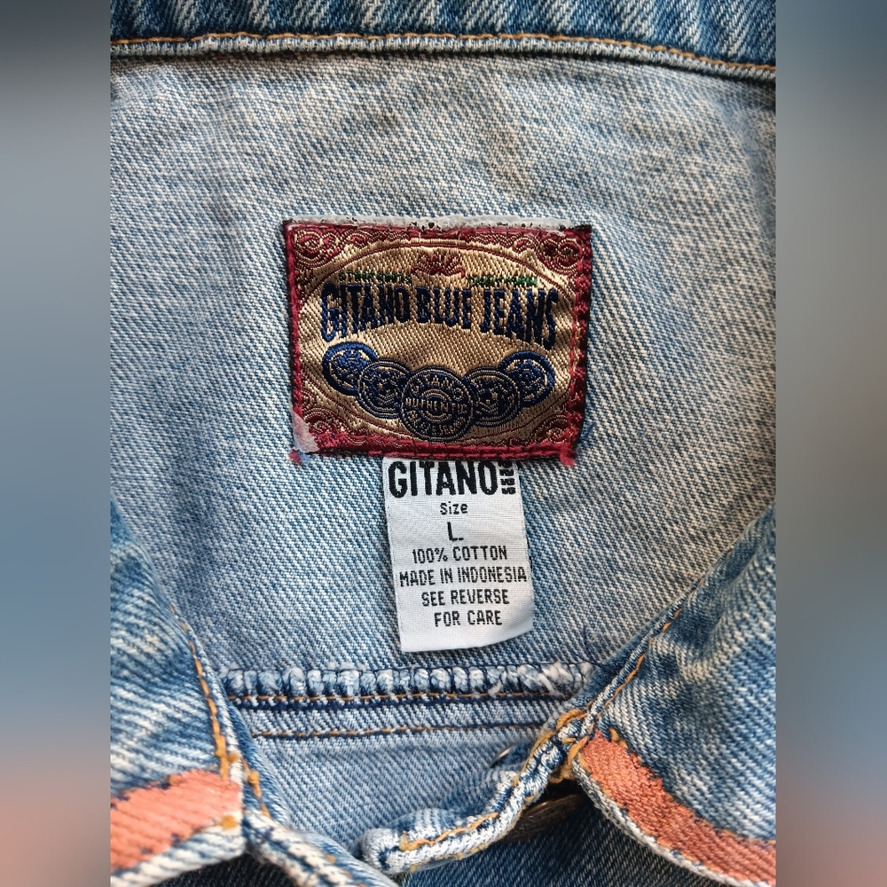 EUC Vintage Gitano Country Styled Embellished Denim Vest Size Large - Picture 3 of 10
